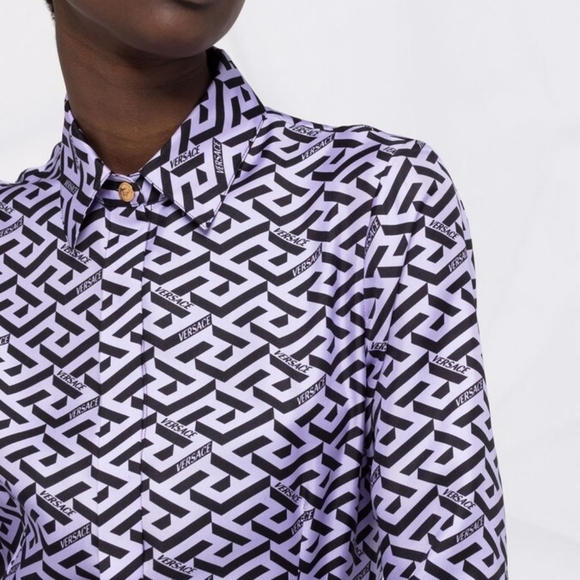 Versace Greca Silk Twill Blouse - Picture 5 of 16